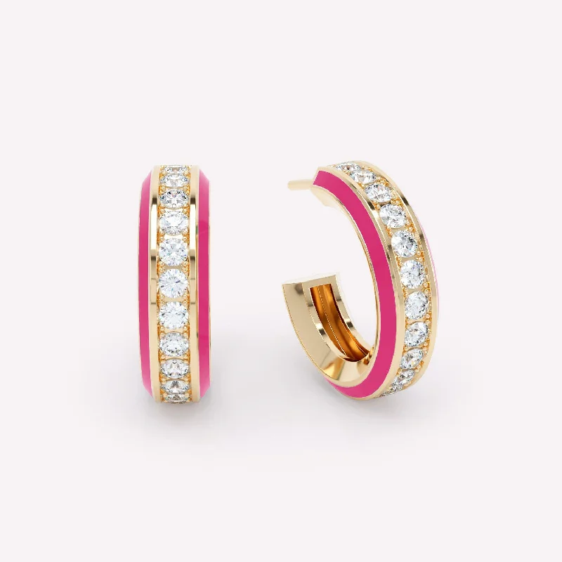 Minimalist women's rings-Eternity Pink 18K Guld Øreringe m. Lab-Grown Diamanter