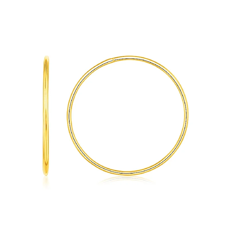 Women's evil eye earrings-Endless Hoop Style Earrings in 14K Yellow Gold(1.2x30mm)