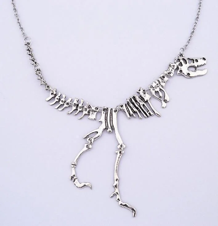 Women's layered necklaces-T-Rex Skeleton Necklace