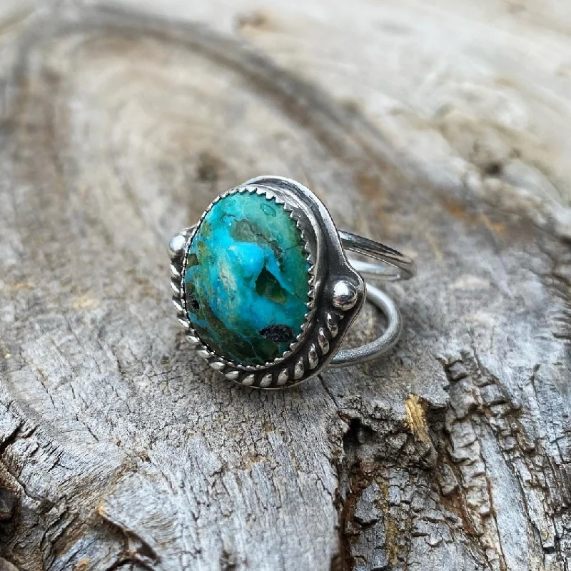 Women's geometric rings-Kingman Turquoise Ring - Size 8