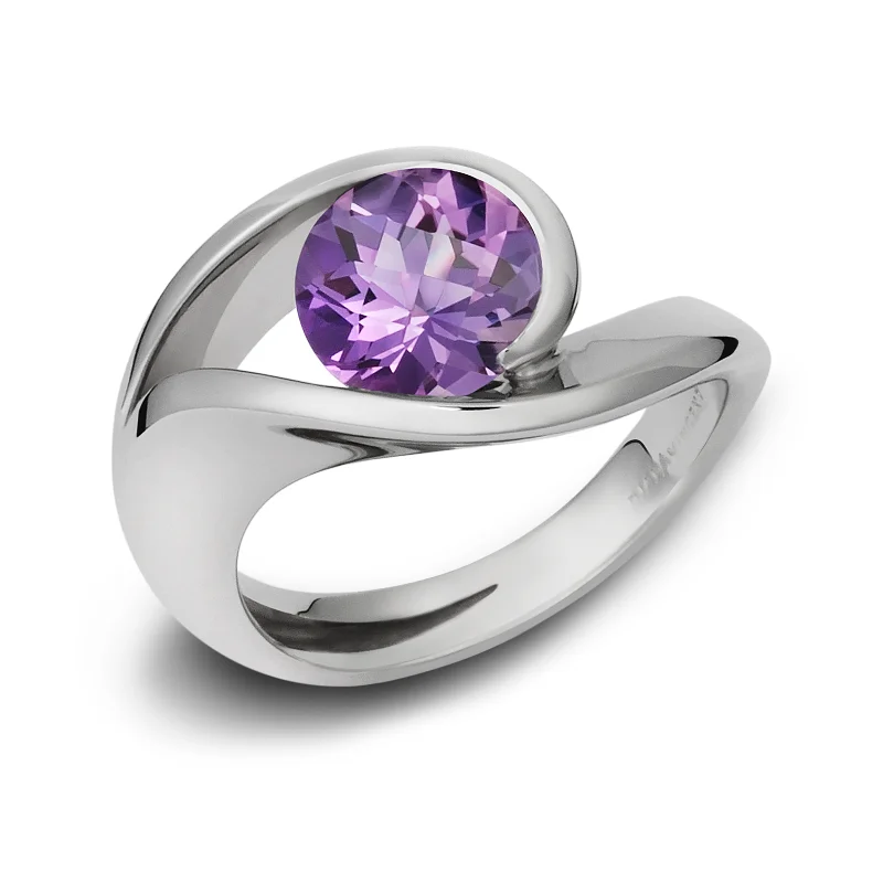 Women's party rings-Contour Amethyst and Sterling Silver Ring