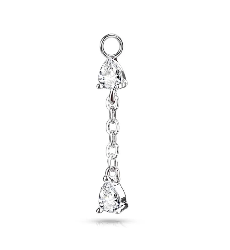 Women's cocktail rings-SS316L Jewelled Dangle Charm for Hinged Ring - CHARM37