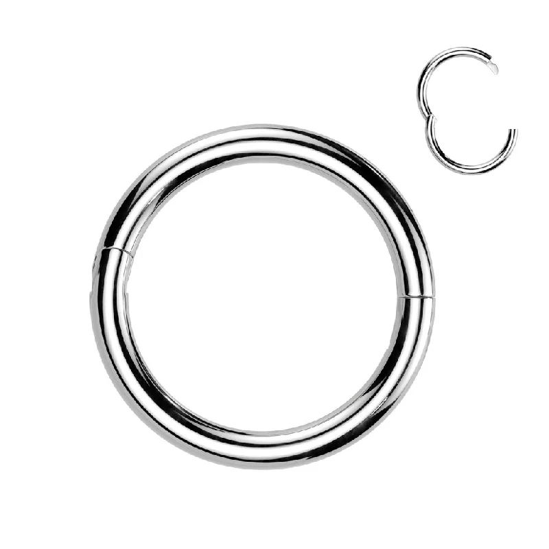 Women's luxury party rings-Titanium High Polish Half Closure New Secure Hook Hinged Segment Ring - TI-203