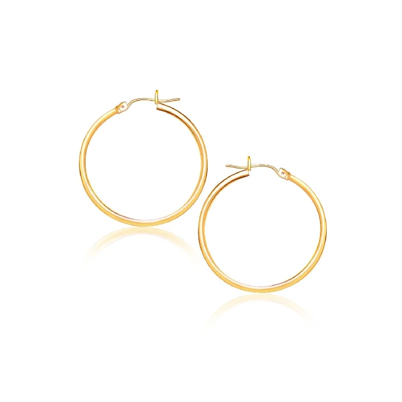 Women's emerald earrings-10k Yellow Gold Polished Hoop Earrings (2x40 mm)