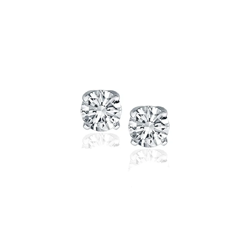 Women's celestial earrings-14k White Gold Diamond Four Prong Stud Earrings (1/2 cttw)