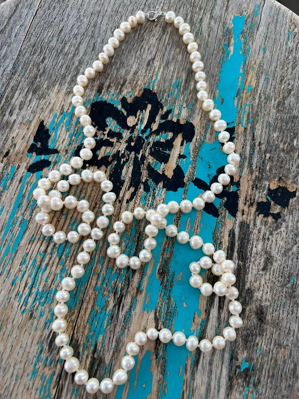 Women's unique necklaces-36" Fresh Water Pearl Necklace