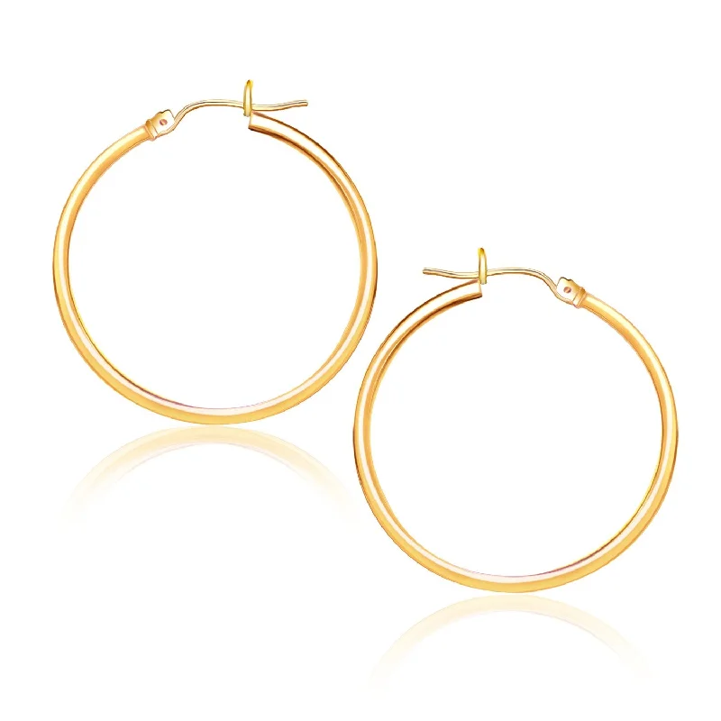 Women's mother-daughter earrings-14k Yellow Gold Polished Hoop Earrings (1.5x25mm)