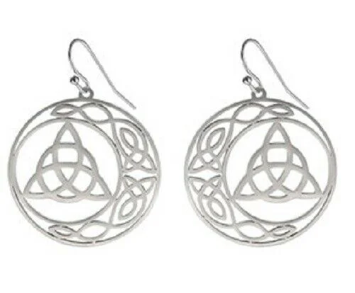 Women's casual earrings-STAINLESS STEEL CELTIC Knot Triquetra Crescent moon  Earrings