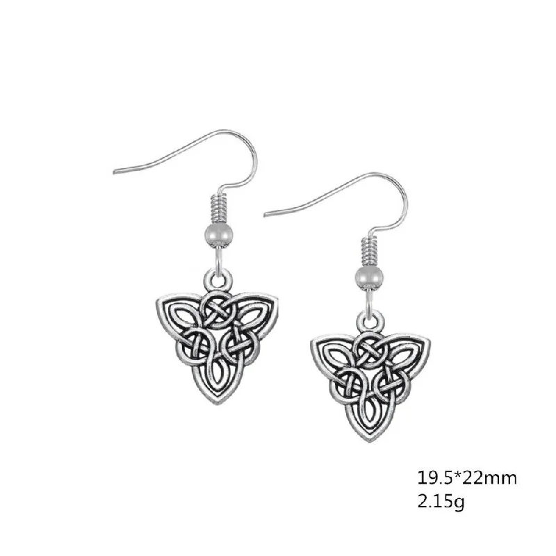 Women's fingerprint earrings-Celtic Trinity Knot Double Sided Earrings