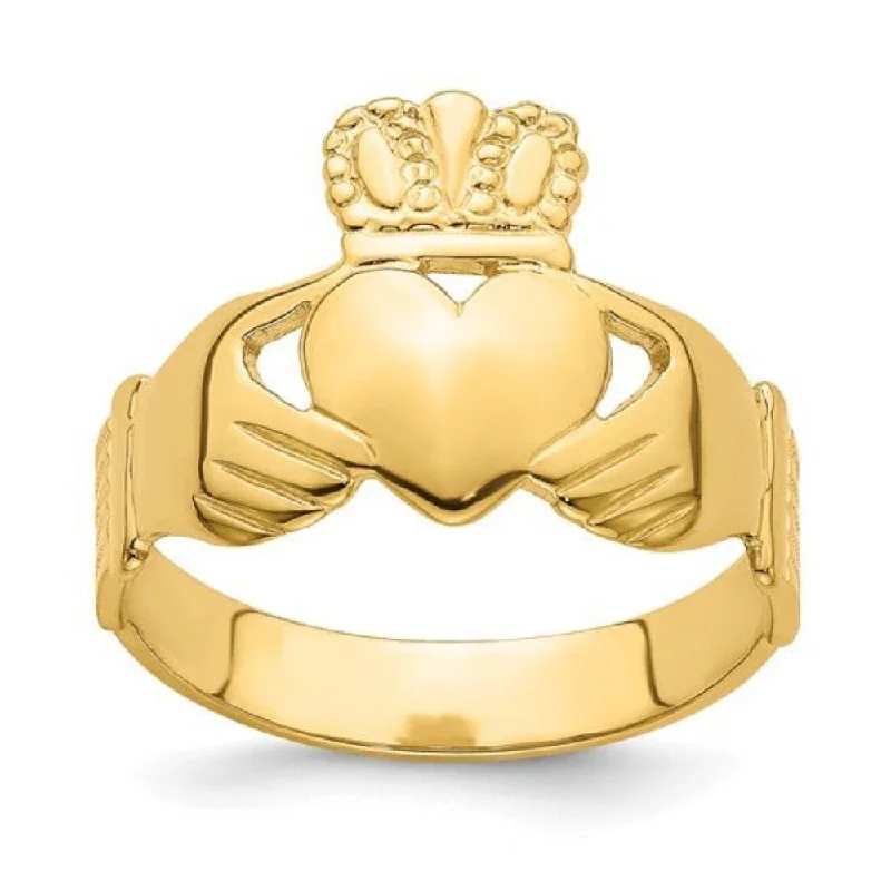 Women's art deco rings-14K Y Gold Claddagh Ring