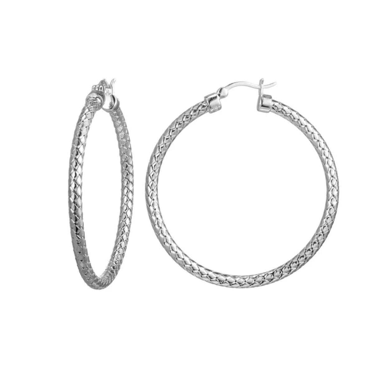 Handmade women's rings-SS 45MM/3MM Mesh Hoop Earring