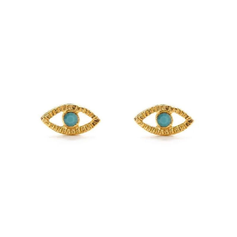 Custom women's earrings-24k Gold Plate Evil Eye Studs