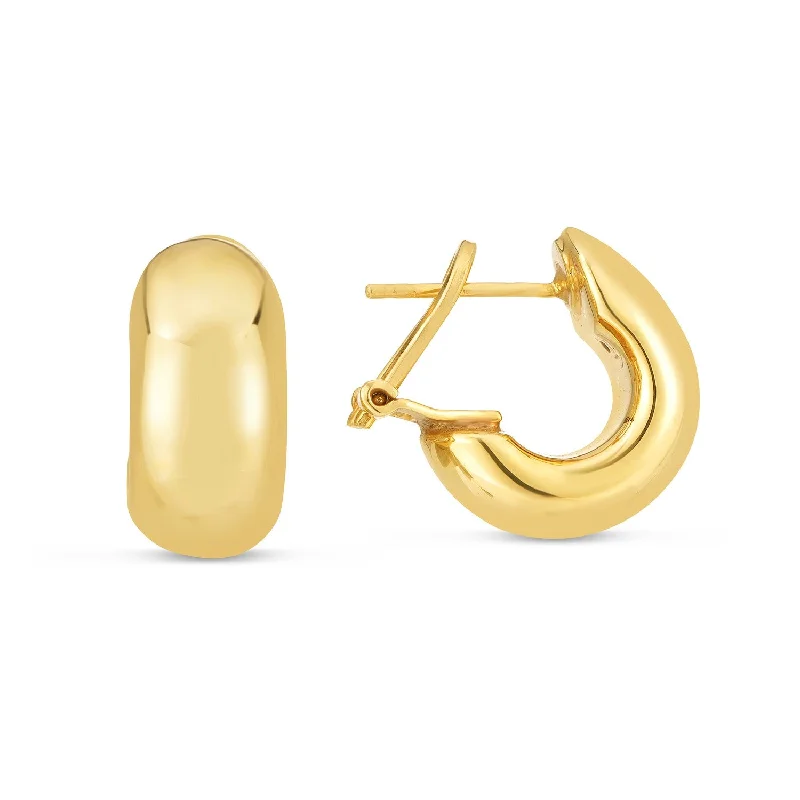 Women's eco-friendly earrings-14k Yellow Gold Small Omega C Hoops