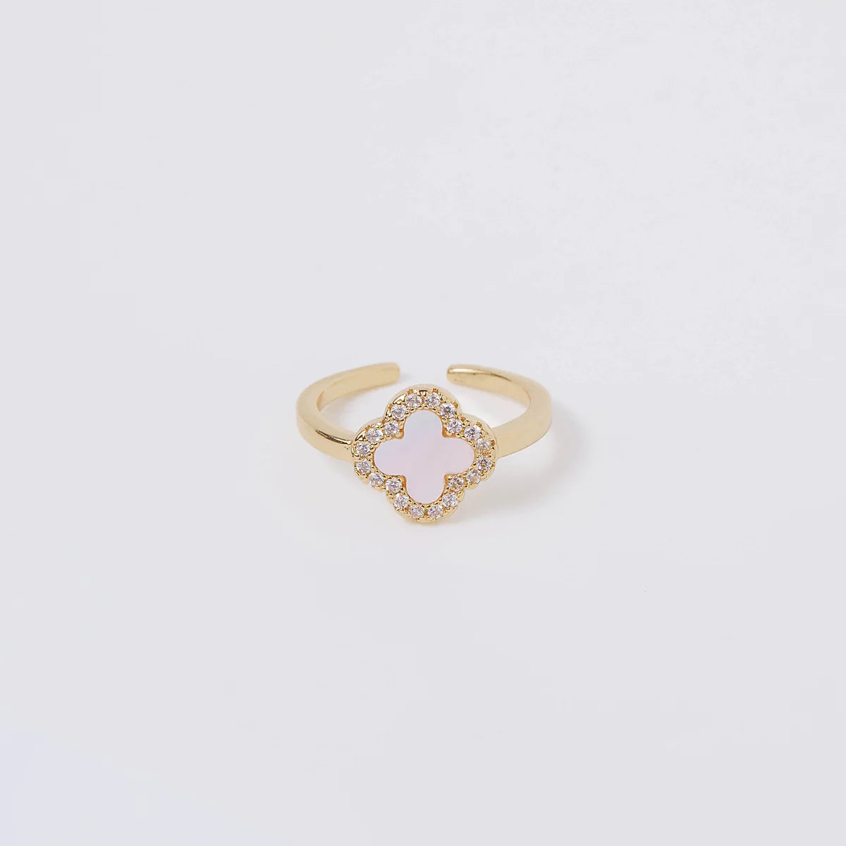 Women's custom design rings-Mother of Pearl Quatrefoil Ring