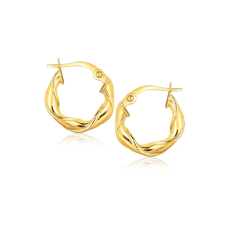 Women's personalized earrings-14k Yellow Gold Hoop Earrings (3x15mm)