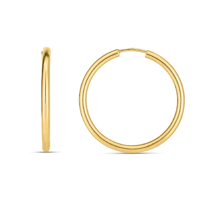 Affordable women's earrings-14k Yellow Gold Endless Round Hoop Earrings(2x21mm)