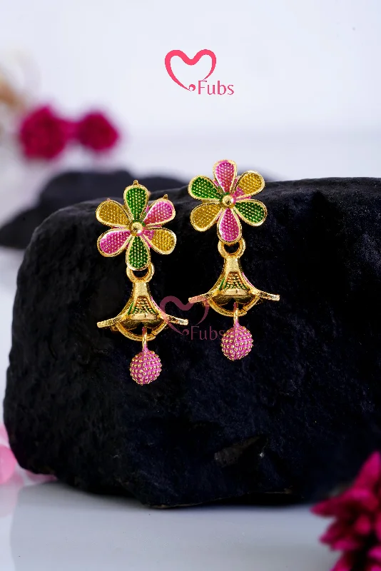 Women's gift rings-Colourful Petal Elegance Earring