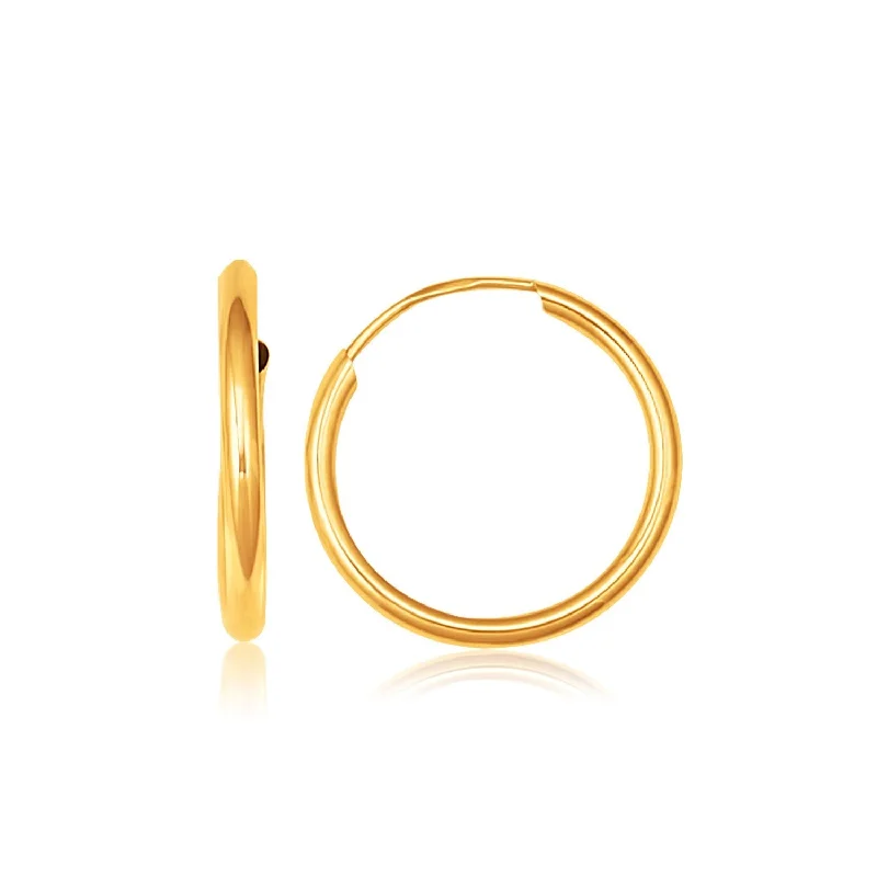 Women's vintage-inspired earrings-10k Yellow Gold Polished Endless Hoop Earrings (1.5x14mm)