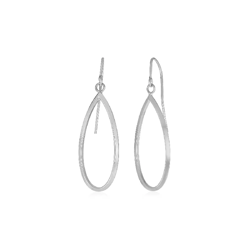 Women's luxury party earrings-14k White Gold Earrings with Polished Open Teardrop Dangles