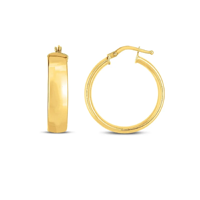 Women's unique earrings-14k Yellow Gold Wedding Band Hoops (6x25mm)