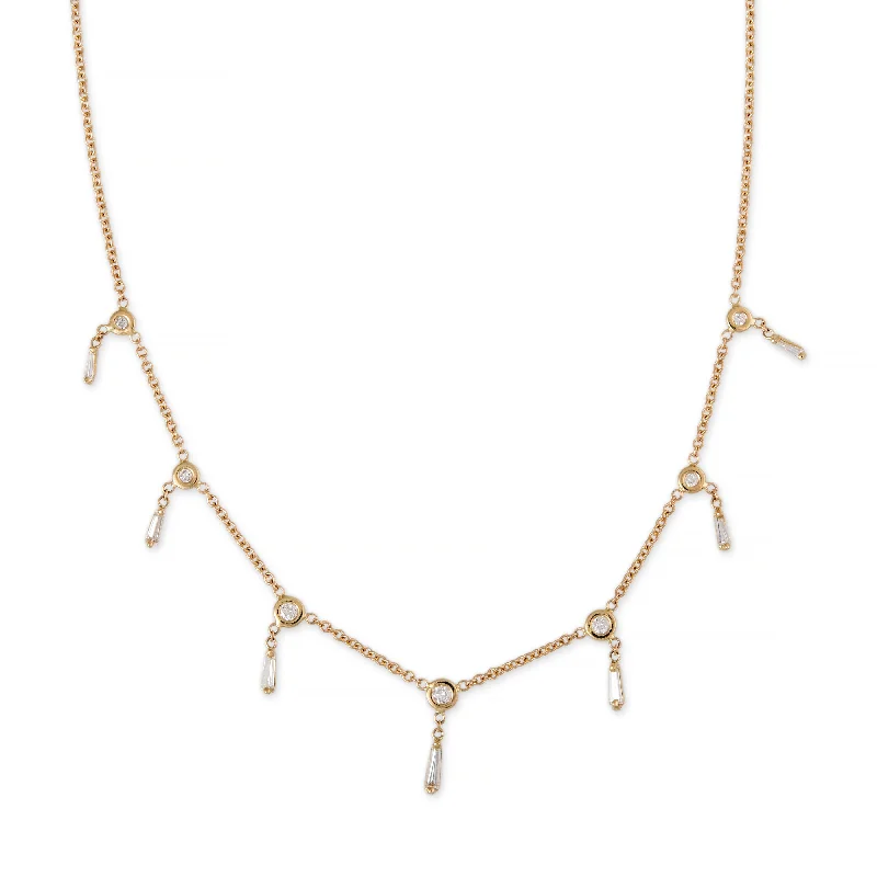 Women's alloy necklaces-HALF BAGUETTE SHAKER NECKLACE