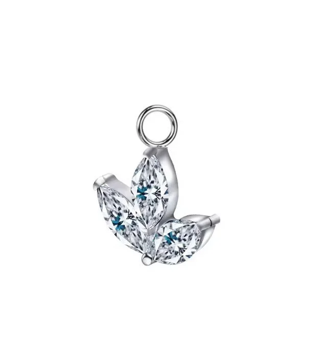 Women's exclusive rings-SS316L Jewelled Dangle Charm for Hinged Ring - CHARM38