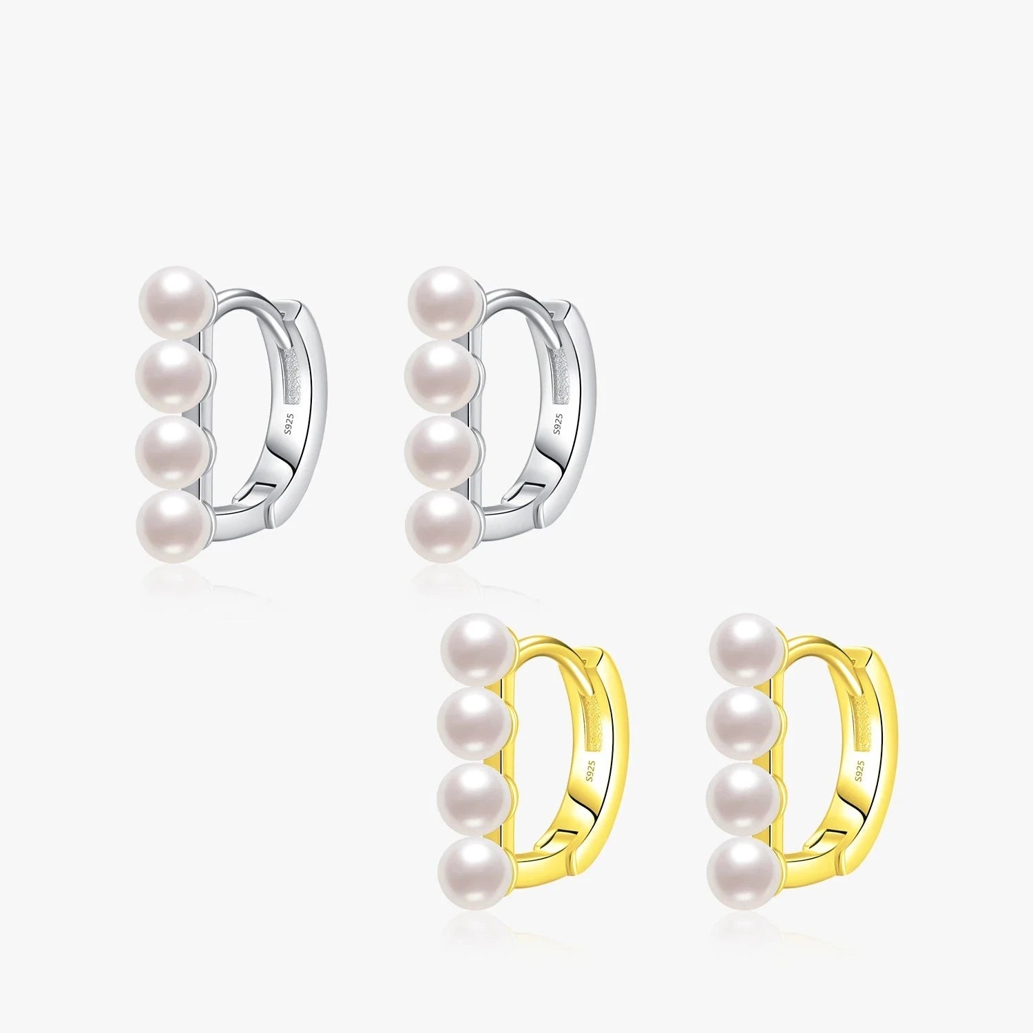 Women's platinum earrings-Geometric Shell Pearl Hoop Ear Earrings