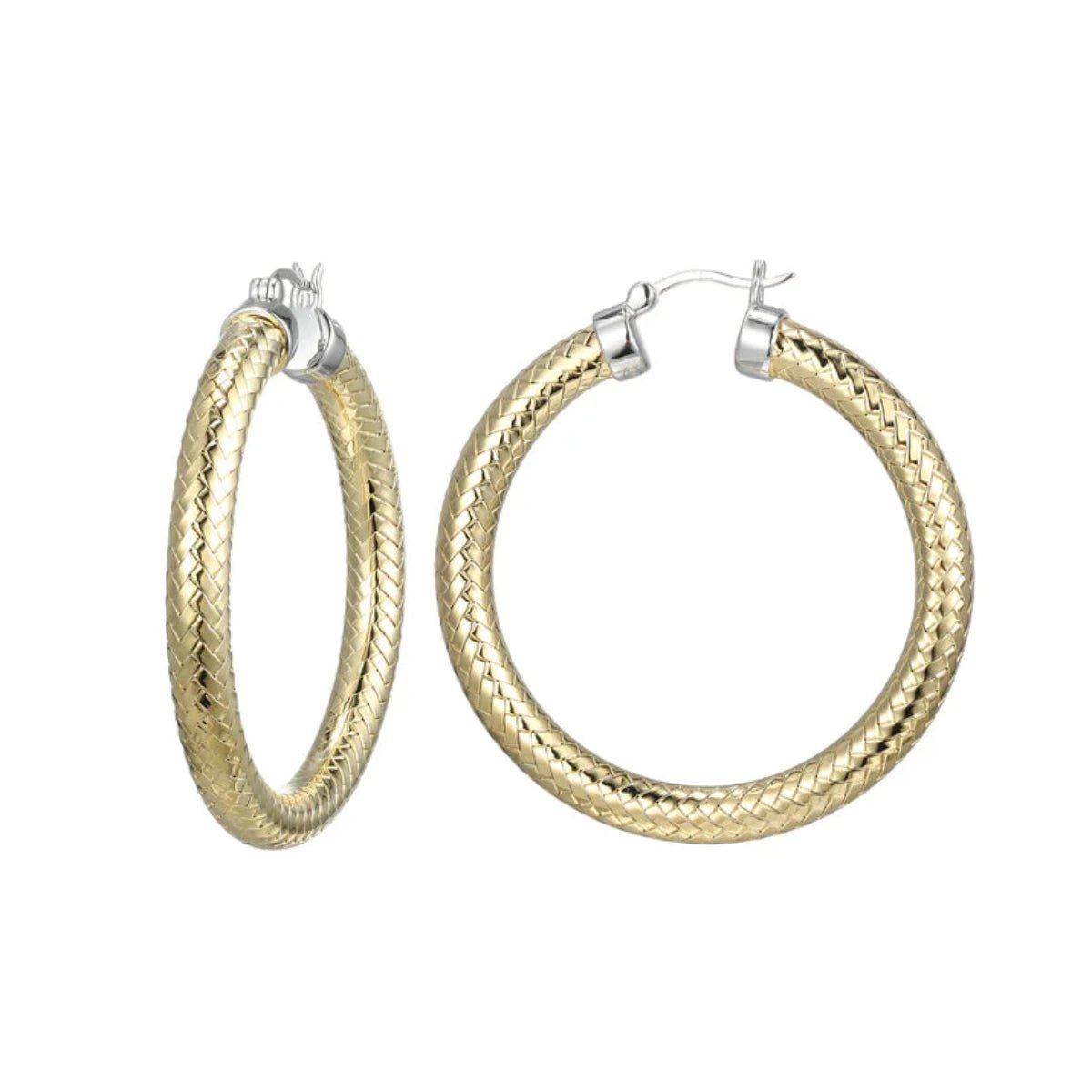 Women's sterling silver rings-YGP Sterling 45MM Mesh Hoop Earring