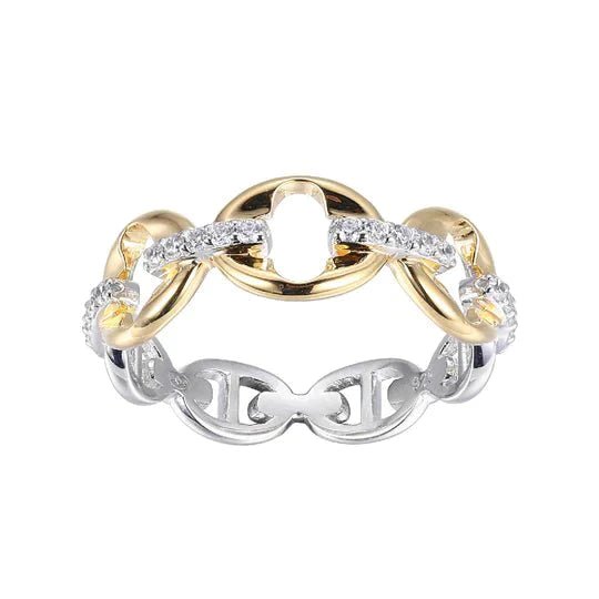 Women's fashion rings-YGP Sterling CZ Oval Link Ring