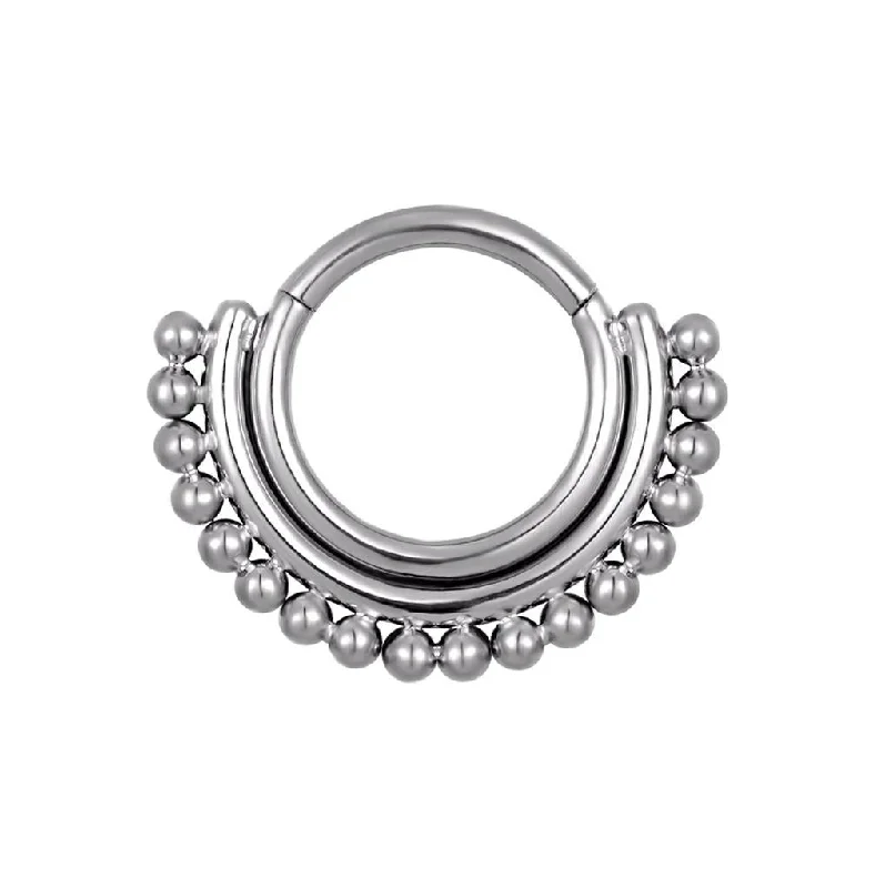 Women's pet memorial rings-Titanium High Polish Hinged Septum/Daith Ring - TI-123