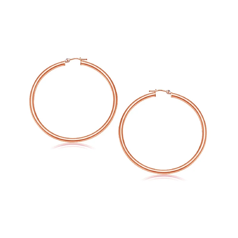 Women's mother-daughter earrings-14k Rose Gold Polished Hoop Earrings (3x25mm)