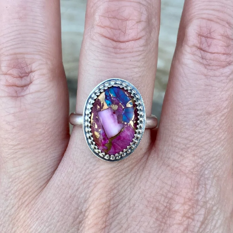 Women's art deco rings-Purple Dahlia Ring // Size 8