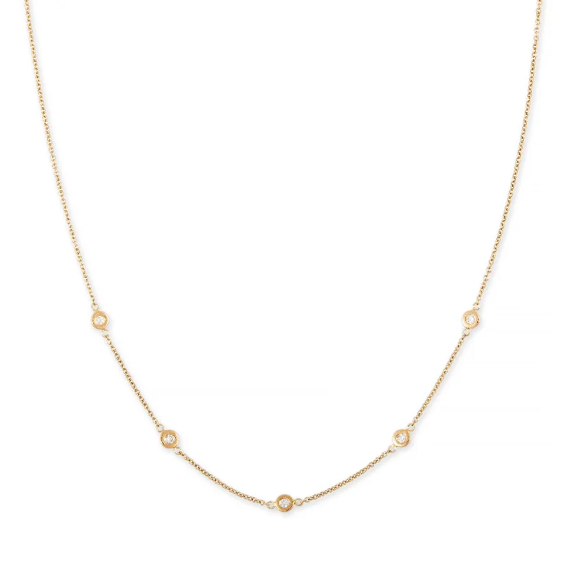 Women's sustainable necklaces-5 Diamond Spaced Out Choker