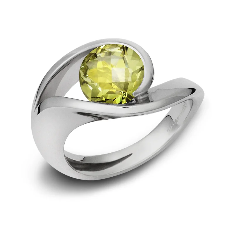 Women's wedding band rings-Contour Lemon Quartz and Sterling Silver Ring