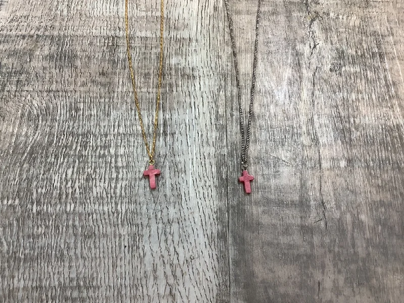 Women's pendant necklaces-Rhodonite Cross Necklace