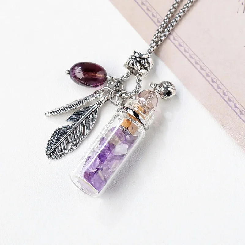 Women's locket necklaces-Athena’s Love Amethyst Bottle Necklace