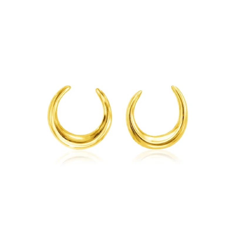 Women's bridal earrings-14k Yellow Gold Polished Moon Earrings