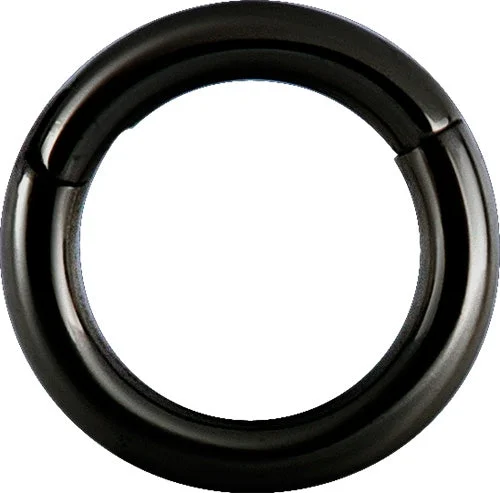 Trendy women's rings-Titanium Black Hinged Segment Ring 20 Gauge - T-BK-BHSR