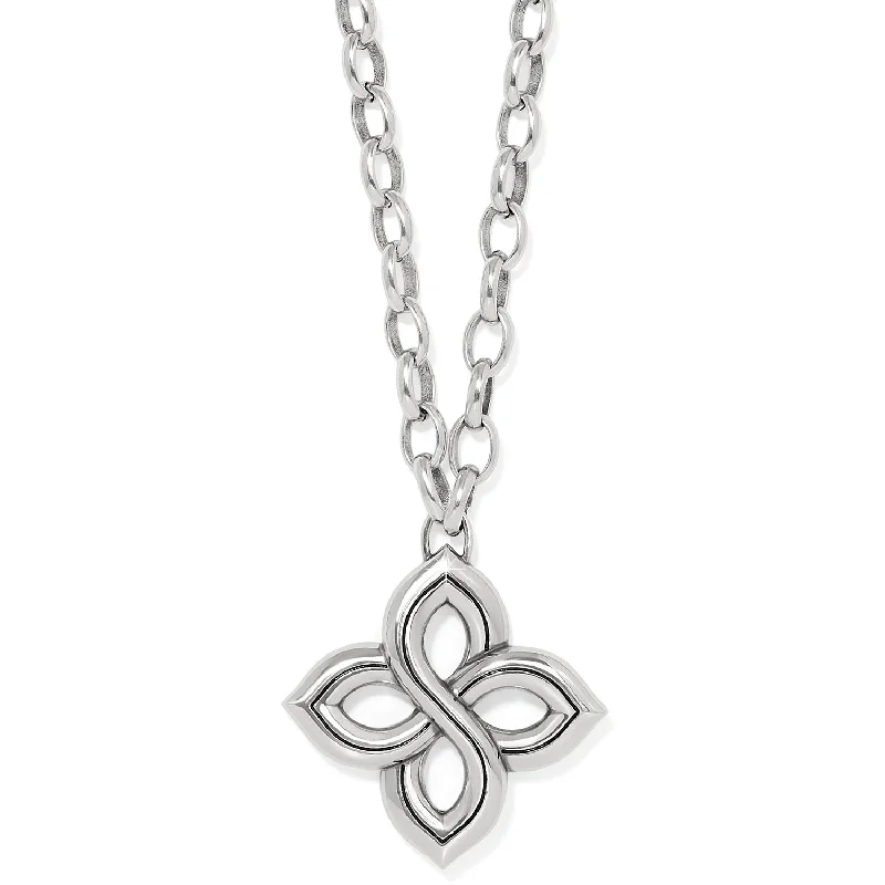 Women's sterling silver necklaces-Interlok Floral Knot Bold Necklace