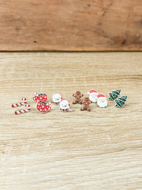 Women's birthstone rings-Adorable Christmas Stud Earring Set