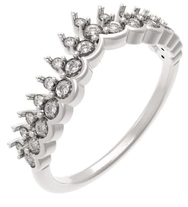 Women's stainless steel rings-14KWG BR 0.48CTW DIA CROWN DESIGN RING.