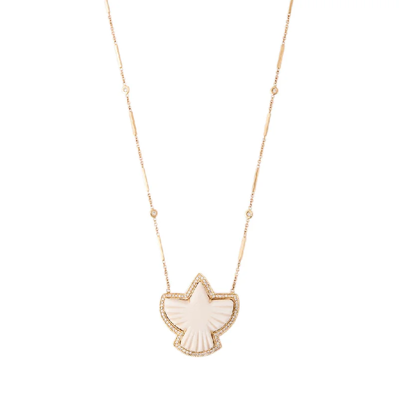 Women's Mother's Day necklaces-BONE PAVE THUNDERBIRD NECKLACE