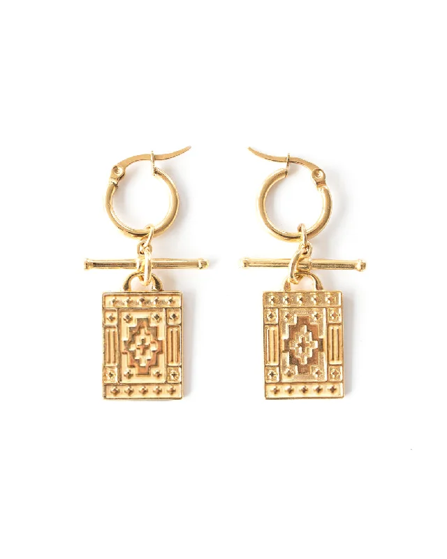 Women's vintage-inspired earrings-Navi Gold Earrings