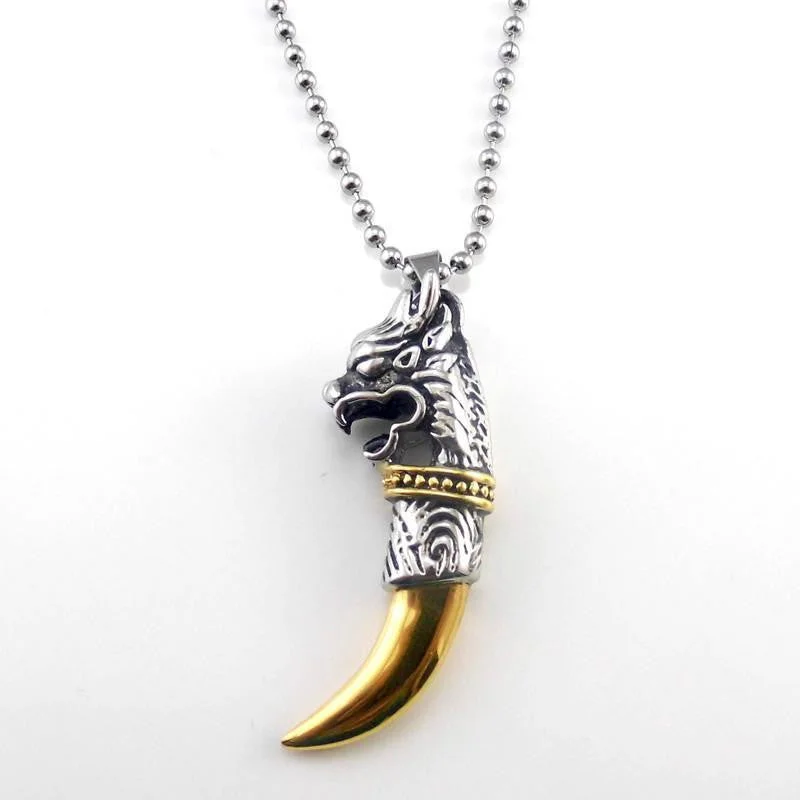 Women's platinum necklaces-Gallant Dragon Titanium Pendant Necklace