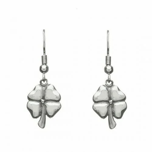 Women's friendship earrings-Irish Pewter Celtic 4 Leaf Clover Earrings