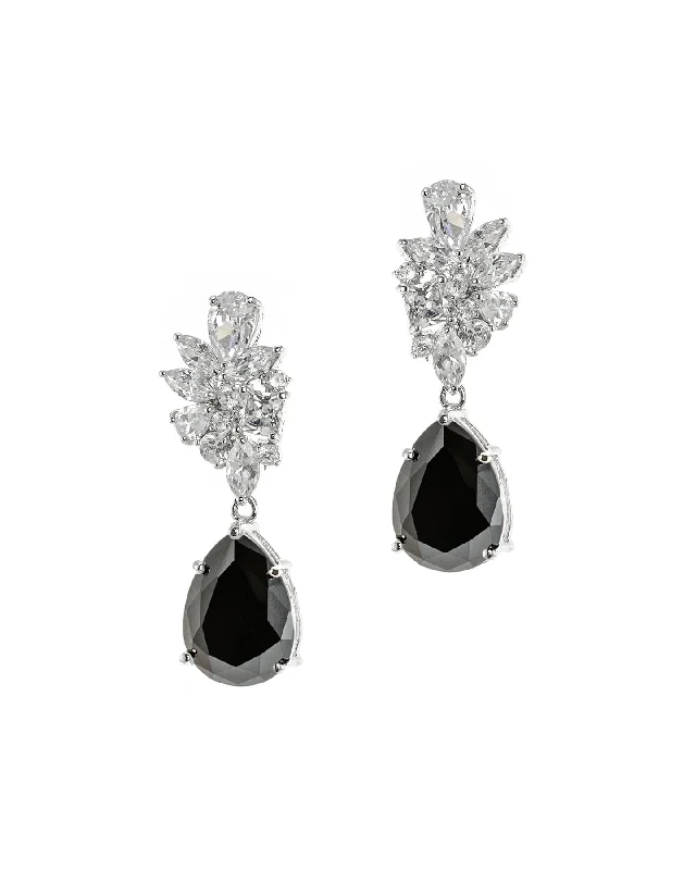 Women's promise rings-CZ Cluster Pear Drop Earring