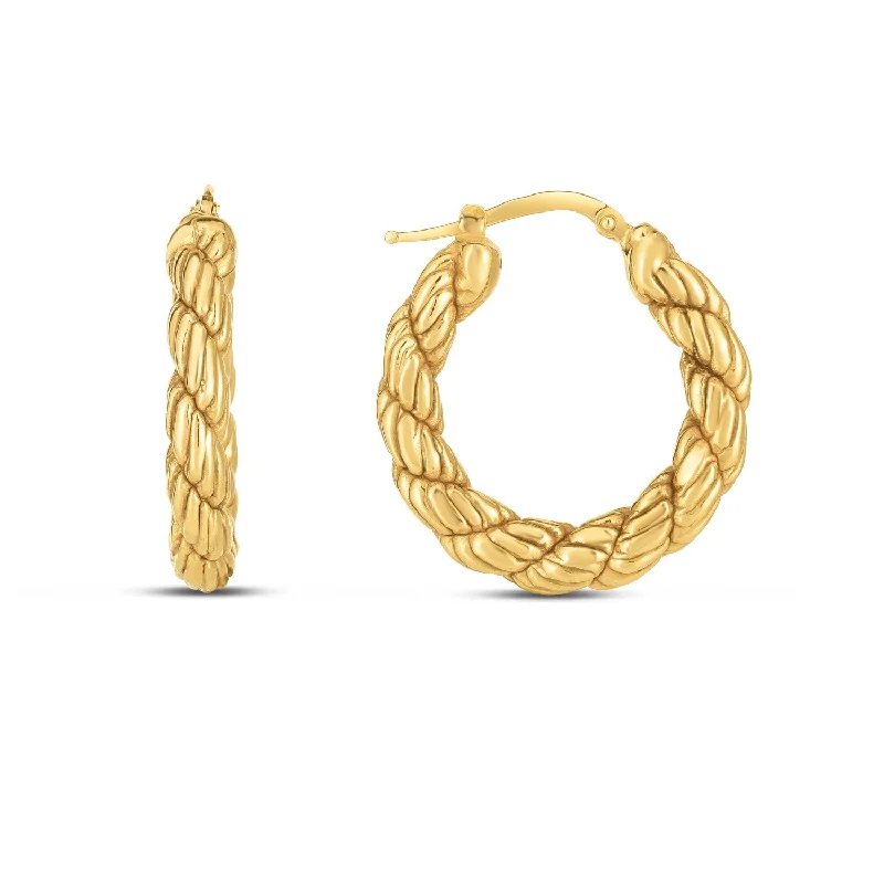 Women's spiritual earrings-14k Yellow Gold Rope Hoop Earrings