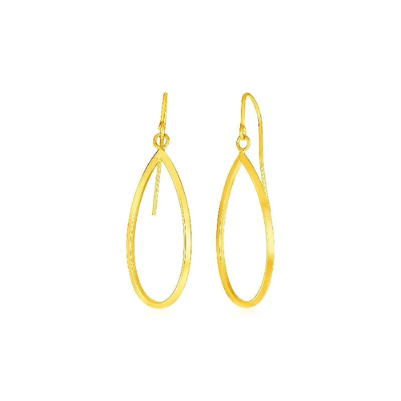 Affordable women's earrings-14k Yellow Gold Earrings with Polished Open Teardrop Dangles