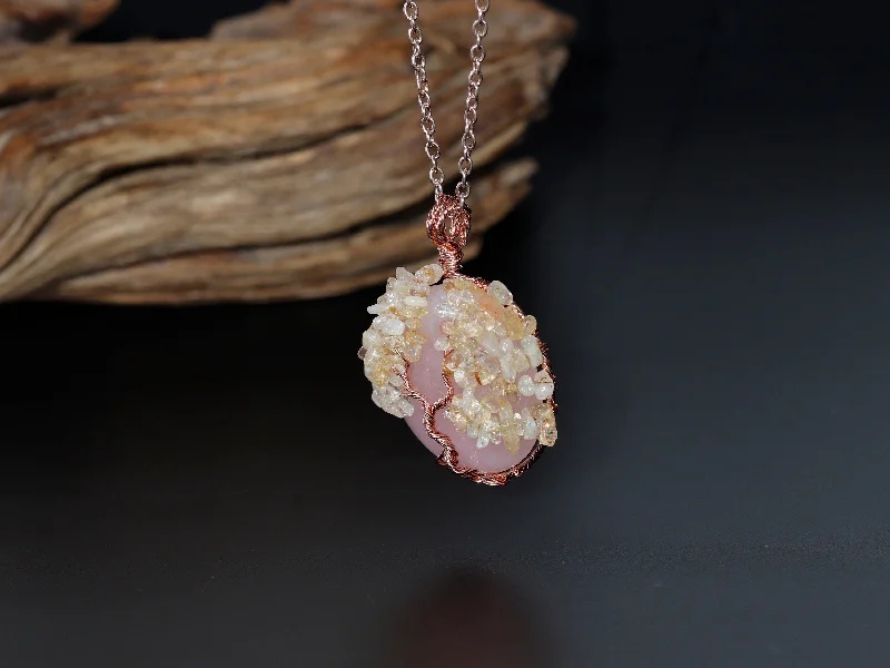 Women's short necklaces-Sacred Success Rose Quartz and Citrine Necklace