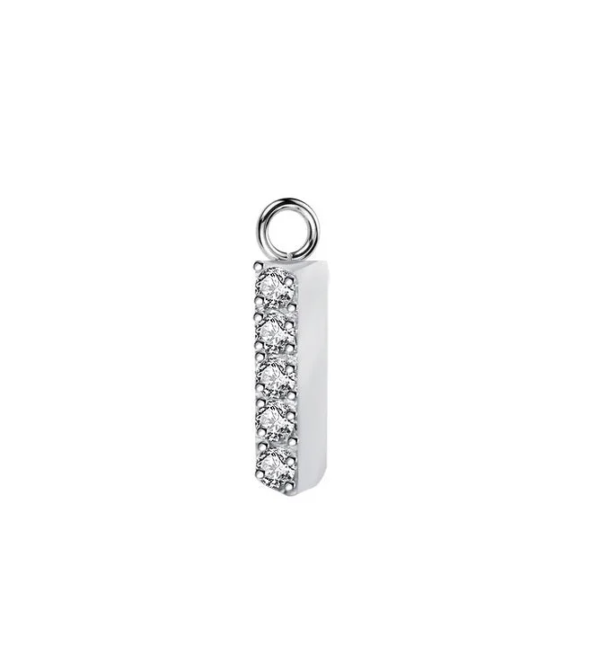 Women's formal rings-Titanium High Polish Jewelled Dangle Charm for Hinged Ring - CHARM42